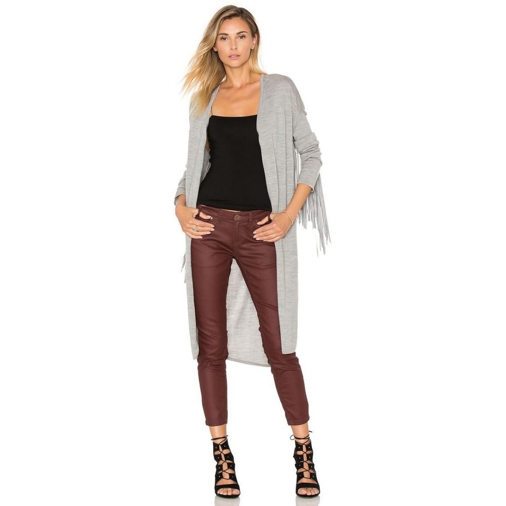 One×One Teaspoon Sloan Merino Wool Fringe Cardigan Gray X-Small
